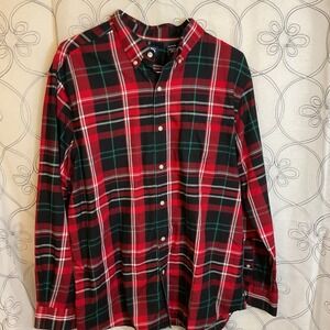 Men's Chaps red/black/green/white plaid button a long sleeve flannel size XL
